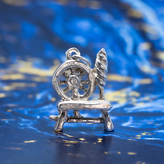 Vintage Spinning Wheel Charm Pendant