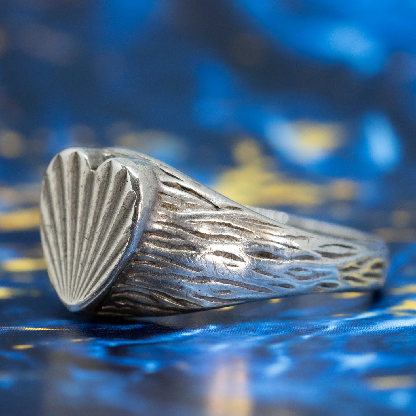 Chunky Textured Heart Shape Signet Ring