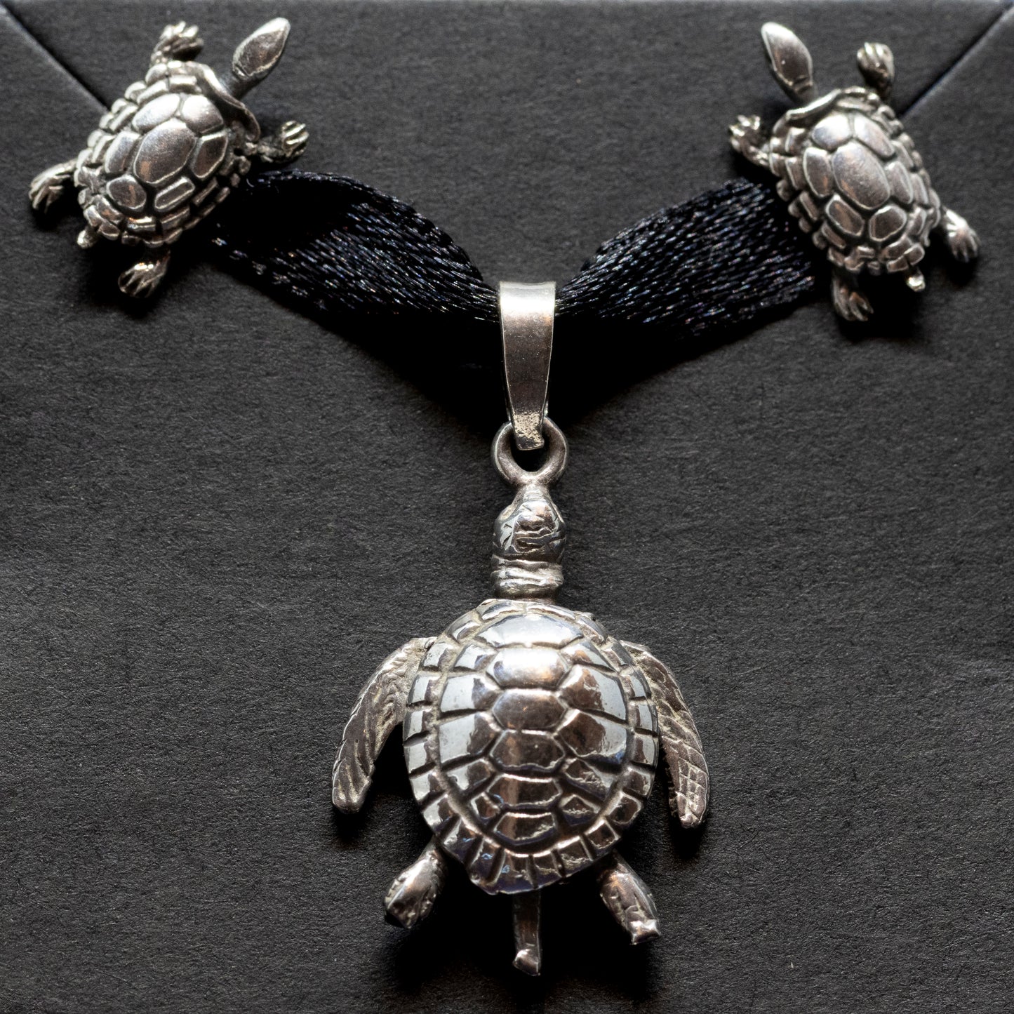 Articulated Turtle Pendant With Matching Earrings