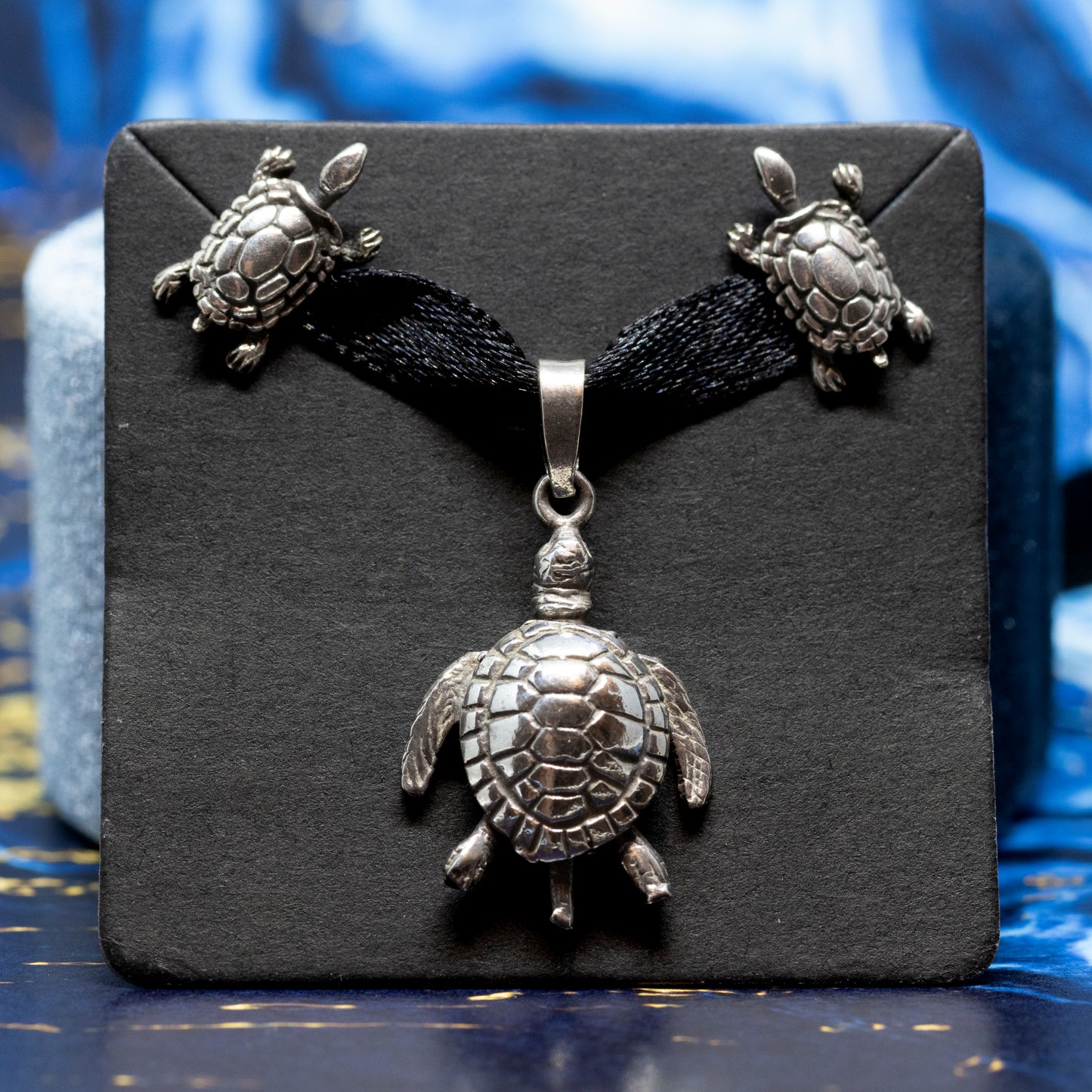 Articulated Turtle Pendant With Matching Earrings