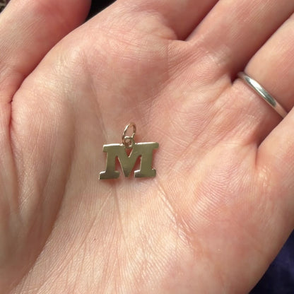 Vintage 9ct Gold 'M' Initial Charm Pendant