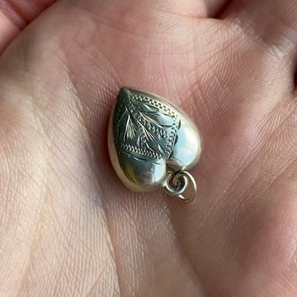 Vintage Silver Puffed Heart Pendant