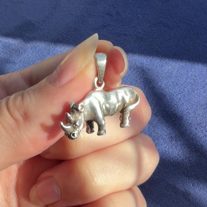 Solid '925' Rhinoceros Pendant